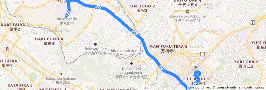 Mapa del recorrido 平尾線 平尾団地⇒新百合ヶ丘駅 de la línea  en Japón.