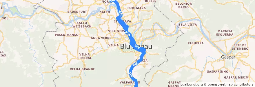 Mapa del recorrido Troncal - Via Rua São Paulo de la línea  en Blumenau.