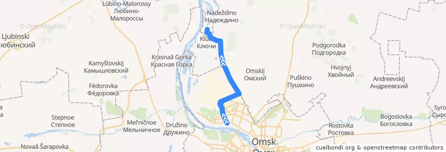 Mapa del recorrido Автобус №116 : Малунцева - пос. Береговой de la línea  en Омский район.