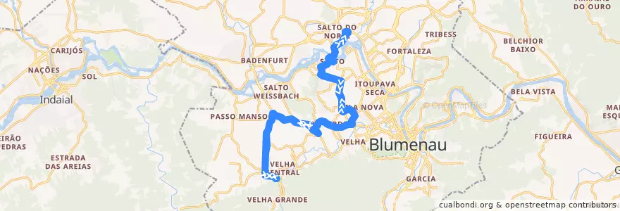 Mapa del recorrido Interbairros II - Água Verde de la línea  en Blumenau.