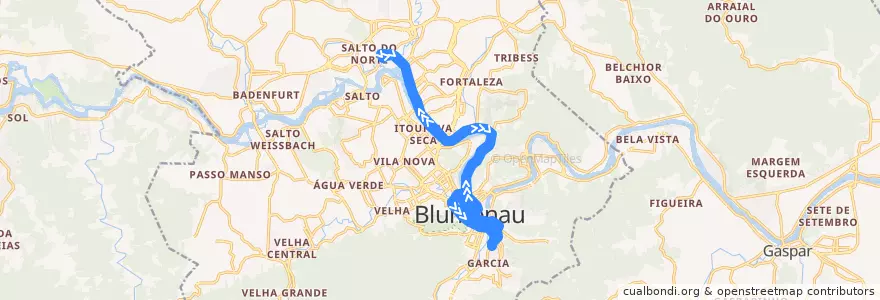 Mapa del recorrido Troncal - Via 2 de Setembro de la línea  en Blumenau.