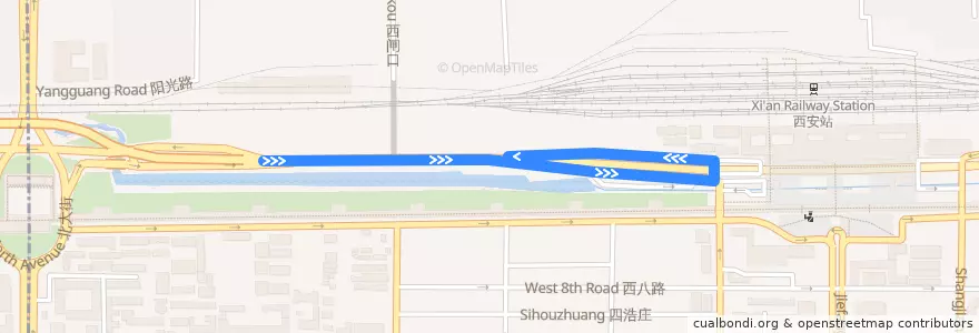 Mapa del recorrido 6 de la línea  en 新城区 (Xincheng).