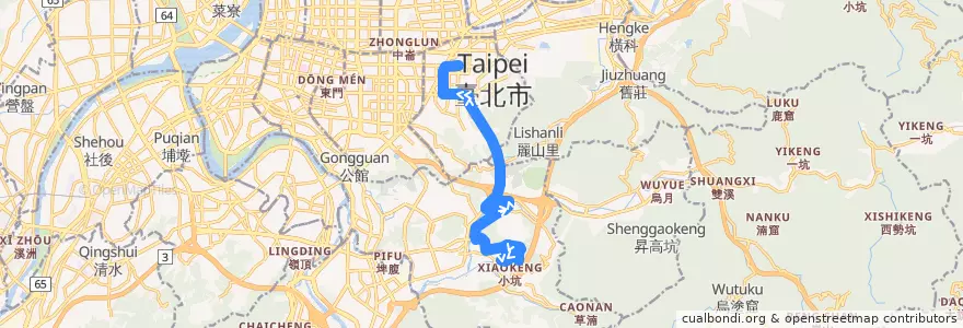 Mapa del recorrido 臺北市 棕21 政大里-捷運市政府站(往程) de la línea  en 台北市.