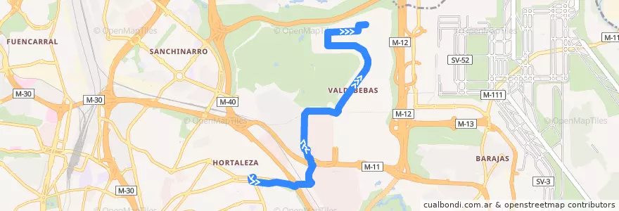 Mapa del recorrido Bus 171: Mar de Cristal - Valdebebas de la línea  en مدريد.
