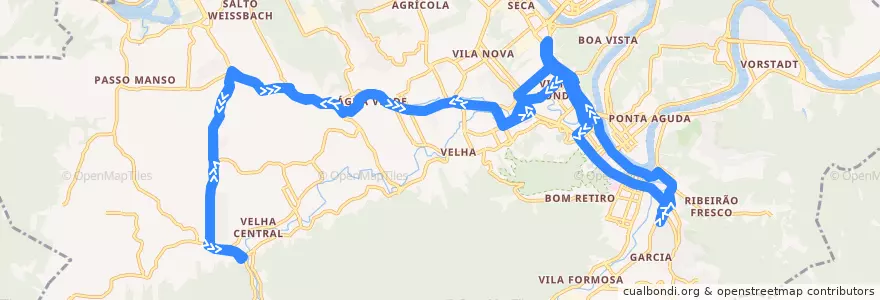Mapa del recorrido Troncal - Via Água Verde de la línea  en Blumenau.