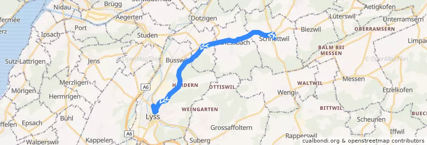 Mapa del recorrido Bus 362: Schnottwil => Lyss de la línea  en Verwaltungskreis Seeland.