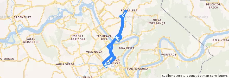 Mapa del recorrido Rodoviária Via Ponte Tamarindo de la línea  en Blumenau.