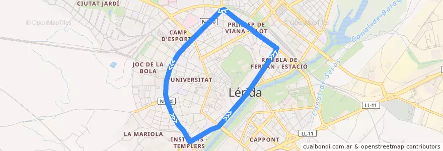 Mapa del recorrido Ronda de la línea  en Lleida.