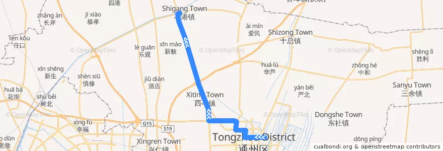 Mapa del recorrido 281路: 金霞北苑 => 石港公交回车场 de la línea  en 通州区.