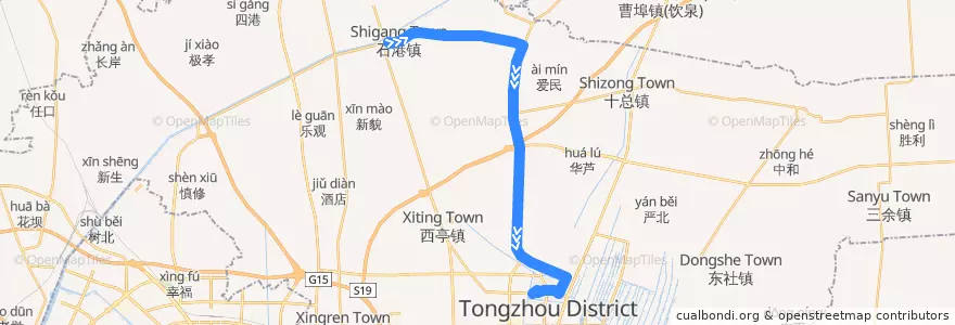 Mapa del recorrido 282路: 石港公交回车场 => 通州客运站 de la línea  en 通州区.