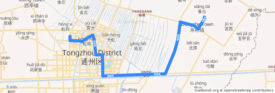 Mapa del recorrido 202路: 忠孝文化园 => 金洲路公交回车场 de la línea  en 通州区.