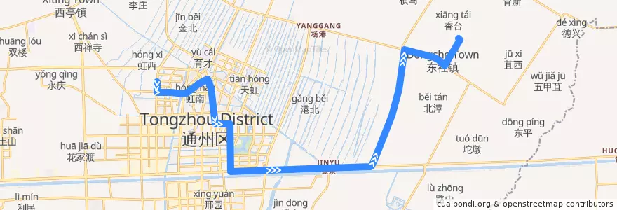 Mapa del recorrido 202路: 金洲路公交回车场 => 忠孝文化园 de la línea  en 通州区.
