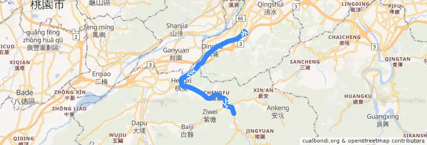 Mapa del recorrido 新北市 藍45 捷運永寧站-成福 (返程) de la línea  en New Taipei.