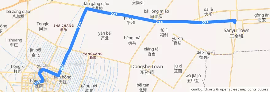 Mapa del recorrido 232路: 通州客运站 => 三余公交回车场 de la línea  en 通州区.