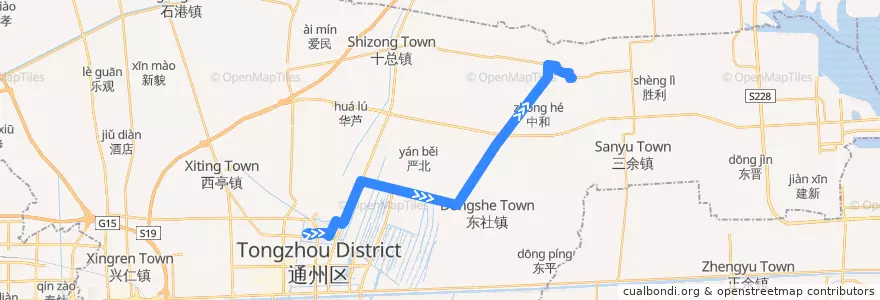 Mapa del recorrido 251路: 通州客运站 => 新华村 de la línea  en 通州区.