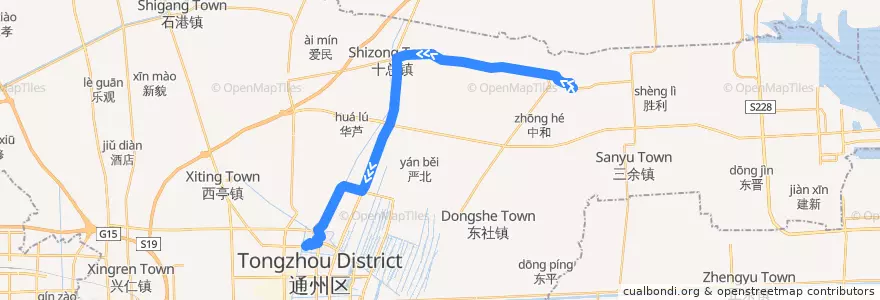 Mapa del recorrido 252路: 新华村 => 通州客运站 de la línea  en 通州区.