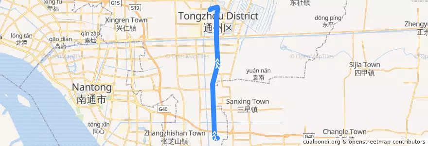 Mapa del recorrido 271路: 川港公交回车场 => 通州客运站 de la línea  en Tongzhou District.