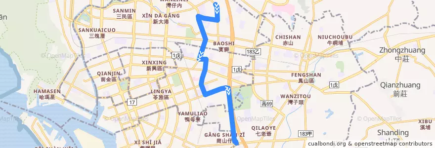 Mapa del recorrido 81路(返程) de la línea  en Kaohsiung.