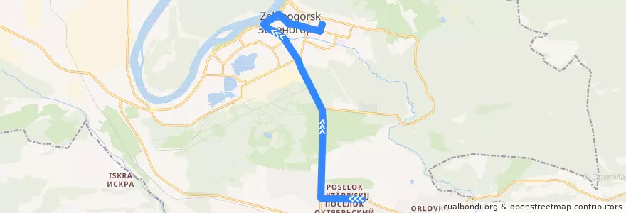 Mapa del recorrido Автобус №15: Полевая-Прометей de la línea  en ЗАТО Зеленогорск.