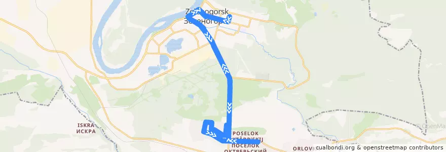 Mapa del recorrido Автобус №16: Прометей-пос. 1000 дворов-Прометей de la línea  en ЗАТО Зеленогорск.