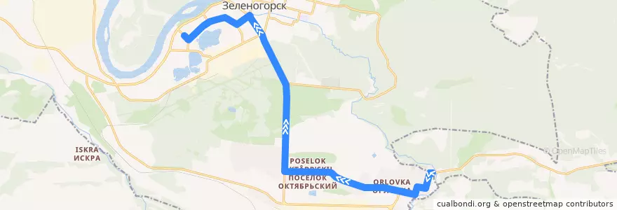Mapa del recorrido Автобус №17: Орловка-Парковая de la línea  en ЗАТО Зеленогорск.