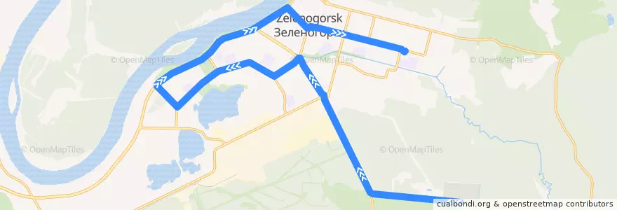 Mapa del recorrido Автобус №18: Карьерная-ДС-17 de la línea  en ゼレノゴルスク閉鎖行政地域.