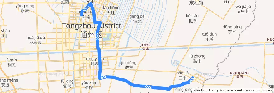 Mapa del recorrido 221路: 二甲客运站 => 胜利桥公交回车场 de la línea  en 通州区.