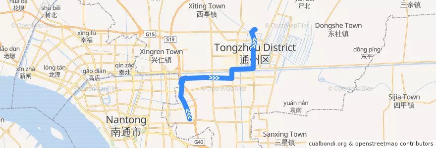 Mapa del recorrido 275路: 周圩新村 => 通州北站 de la línea  en 通州区.