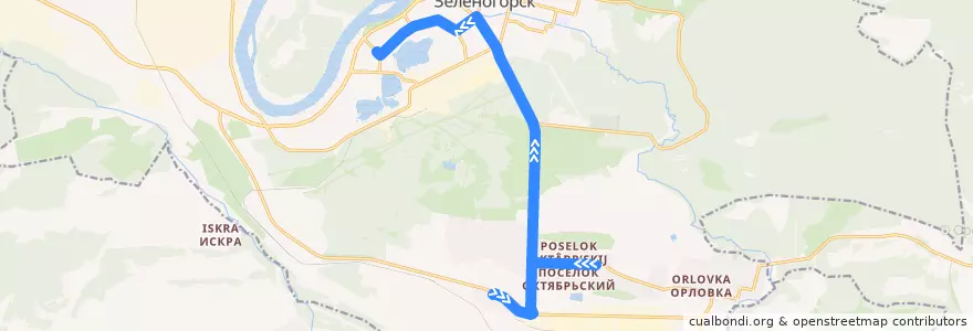 Mapa del recorrido Автобус №34: пос. Овражный-Парковая de la línea  en ЗАТО Зеленогорск.