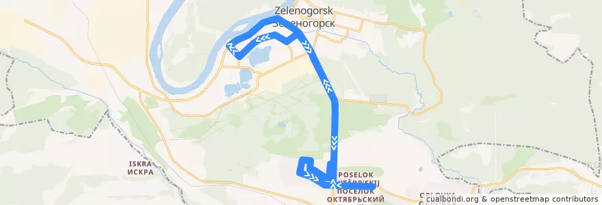 Mapa del recorrido Автобус №35: Парковая-пос. 1000 дворов-Парковая de la línea  en ЗАТО Зеленогорск.