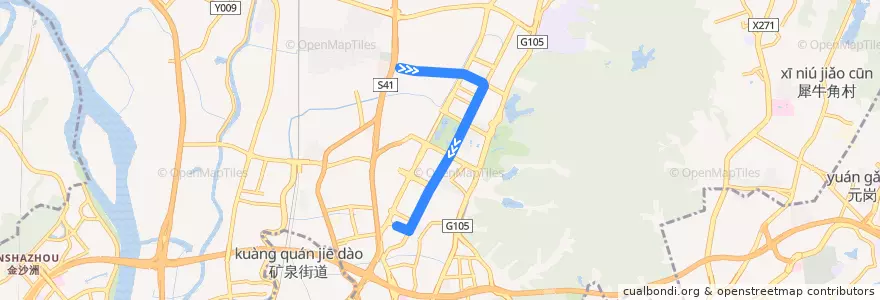 Mapa del recorrido 981路(齐富路总站-地铁飞翔公园站总站) de la línea  en 白云区.