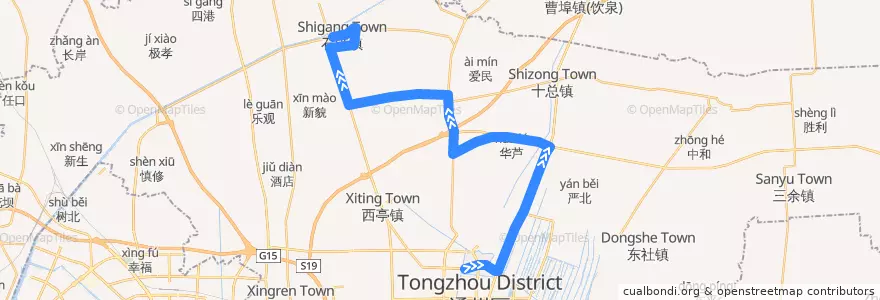 Mapa del recorrido 289路: 通州客运站 => 石港公交回车场 de la línea  en 通州区.