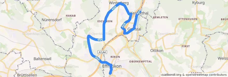 Mapa del recorrido Bus 650: Kemptthal, Bahnhof => Effretikon, Bahnhof (Weg A) de la línea  en Lindau.