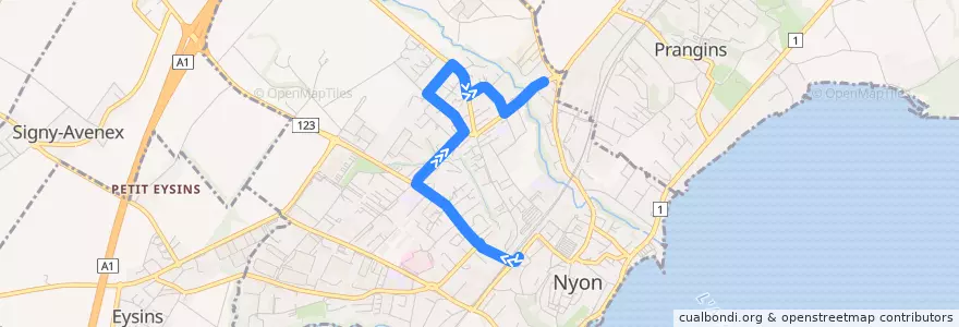Mapa del recorrido Bus 804: Nyon, gare => Chantemerle de la línea  en Nyon.