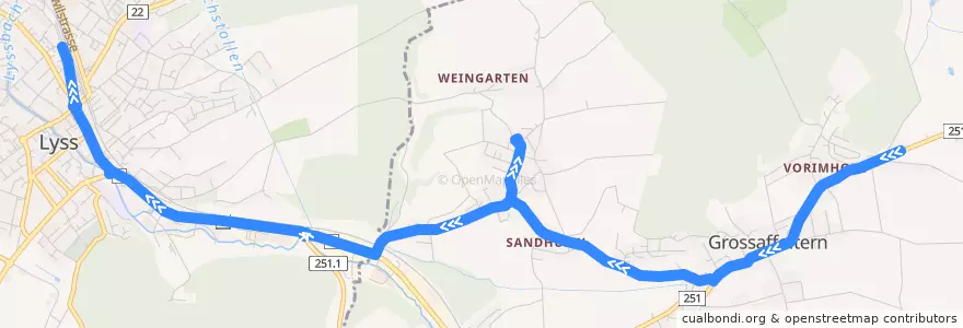 Mapa del recorrido Bus 363: Vorimholz => Lyss de la línea  en Verwaltungskreis Seeland.