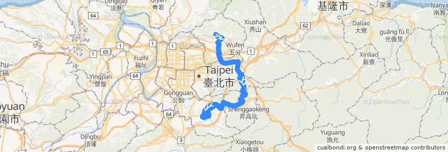 Mapa del recorrido 臺北市 679 動物園-金龍寺 (返程) de la línea  en 新北市.