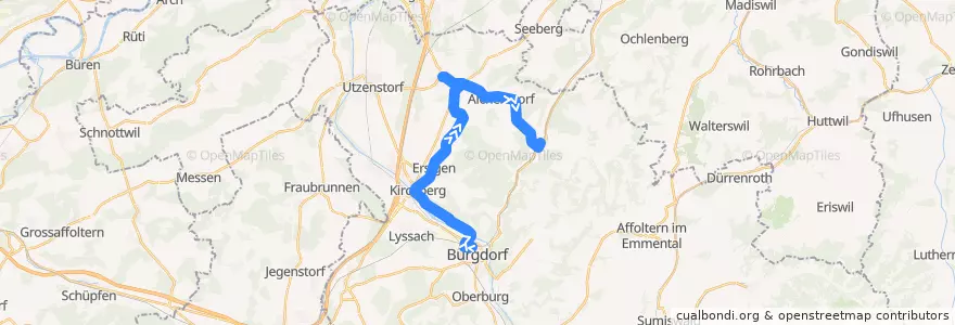Mapa del recorrido Bus 466: Burgdorf => Wynigen de la línea  en Verwaltungskreis Emmental.