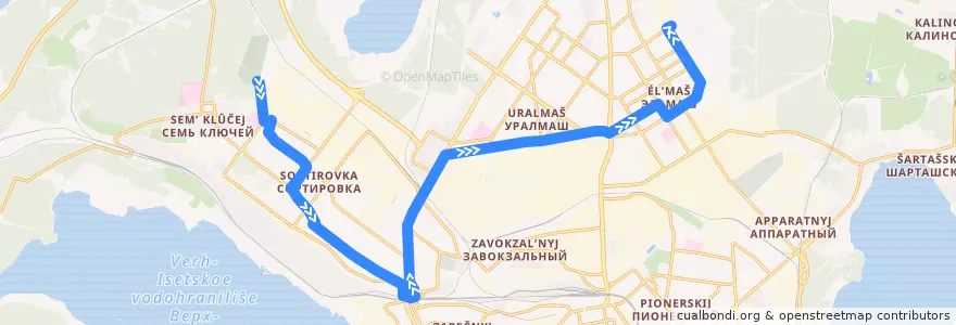 Mapa del recorrido Автобус 08. Хладокомбинат №3 - Таганская de la línea  en городской округ Екатеринбург.
