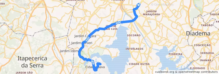 Mapa del recorrido 6035-10 Vila Gilda de la línea  en 聖保羅.