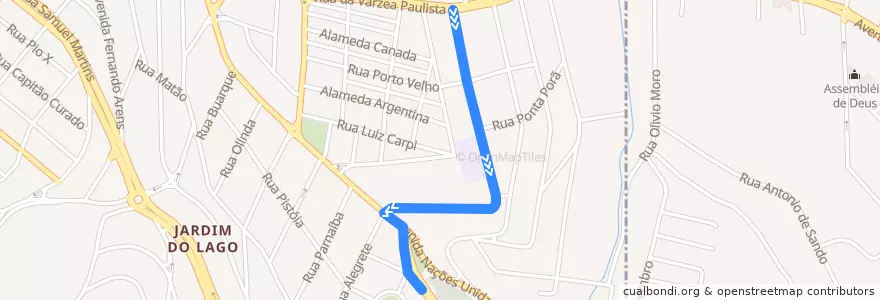 Mapa del recorrido PARQUE CIDADE JARDIM I – TERMINAL VILA ARENS de la línea  en Jundiaí.