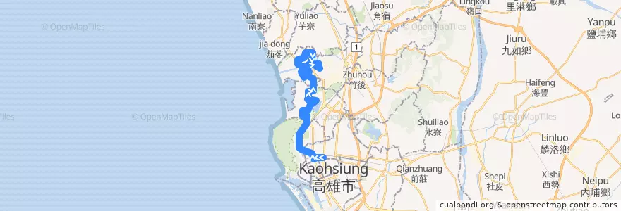 Mapa del recorrido 245路(返程) de la línea  en كاوهسيونغ.