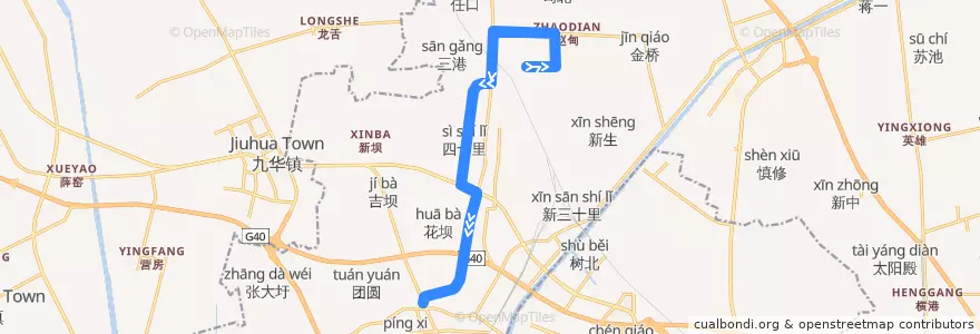 Mapa del recorrido 395路: 弥勒禅寺 => 平潮客运站 de la línea  en 平潮镇.