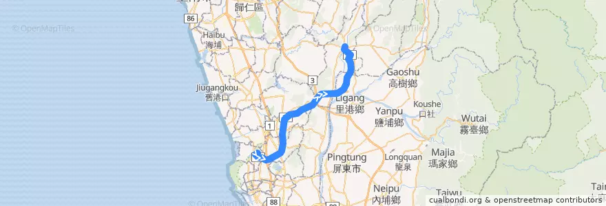 Mapa del recorrido 旗美快捷(往旗山_往程) de la línea  en Kaohsiung.