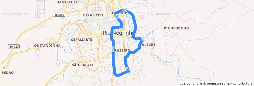 Mapa del recorrido Cruzeiro de la línea  en Rio Negrinho.