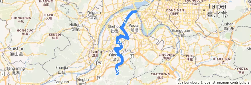 Mapa del recorrido 新北市 657 德霖技術學院-江子翠 (往程) de la línea  en Neu-Taipeh.
