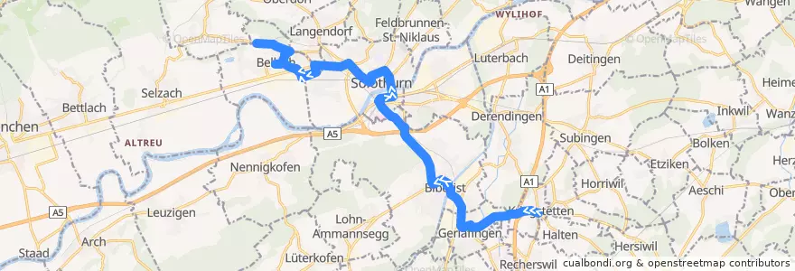 Mapa del recorrido Bus 2: Kriegstetten => Bellach de la línea  en Solothurn.