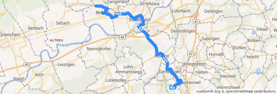 Mapa del recorrido Bus 2: Zielebach => Bellach de la línea  en Soletta.