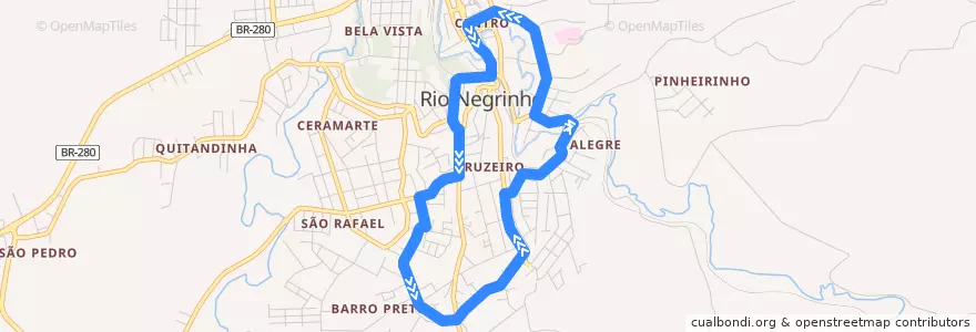 Mapa del recorrido Barro Preto de la línea  en Rio Negrinho.