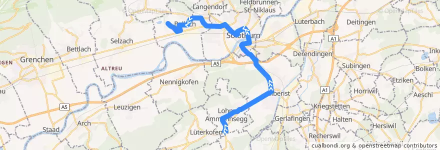 Mapa del recorrido Bus 3: Lohn-Lüterkofen => Bellach de la línea  en Solothurn.
