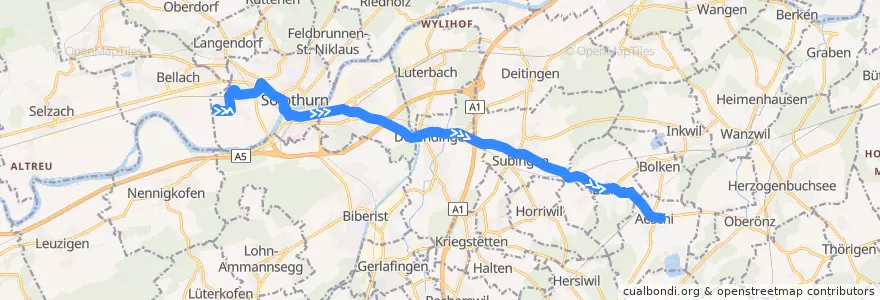 Mapa del recorrido Bus 5: Solothurn Brühl => Aeschi Dorf de la línea  en Bezirk Wasseramt.